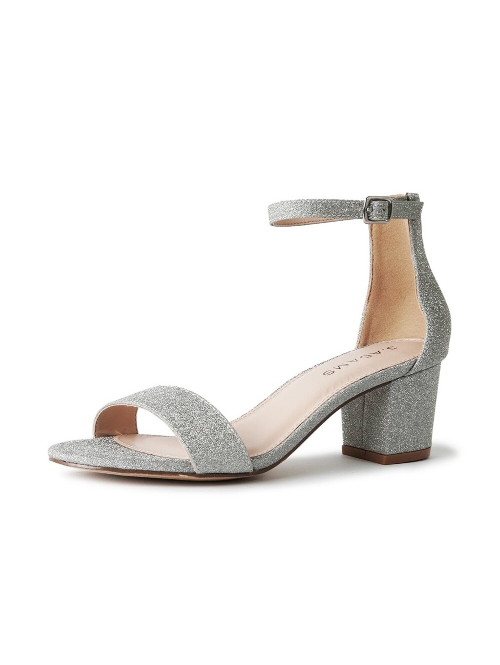 NIB J. Adams Daisy Sandal In Silver Fine Glitter Size 7.5